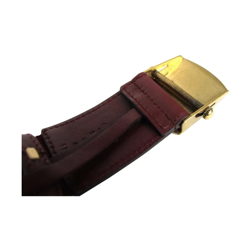 GUCCI Brass Belt Unisex Burgundy Color Width 3.5CM-2