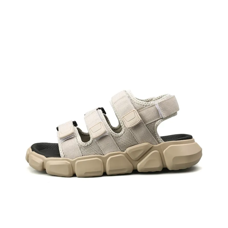OUGLEMEN Beach Sandals Men White Blue/Beige/Black White-5