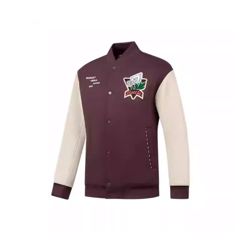 QIAODAN Baseball Jacket Men's Menol Red/Mountain Sail White-0