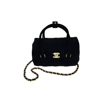 CHANEL Velour Cylinder Bag Handbag Women's Black
