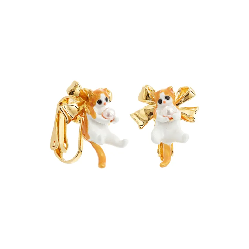 LES NEREIDES Gold Plated Clip On Earrings Women's Yellow-1