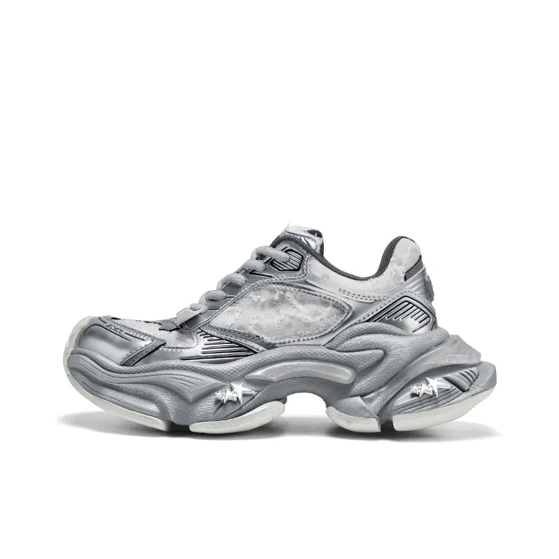 CHERYKALLY Star Pulse Slip Resistant, Abrasion Resistant, Breathable, Height Increasing Low Top Chunky Sneakers Women's-12