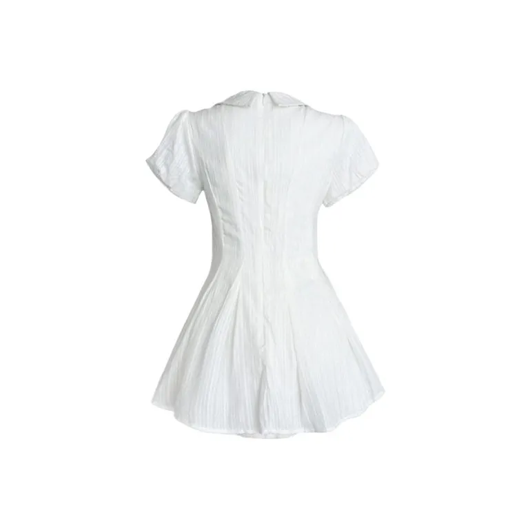 XUANSHU Short Sleeved Dress Women's White-2
