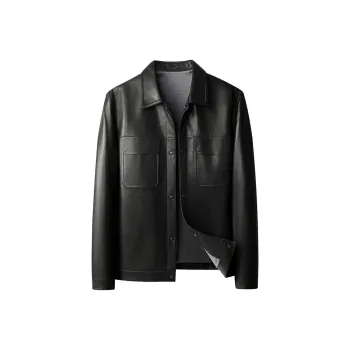 PIERRE CARDIN Leather Jacket Men's Black