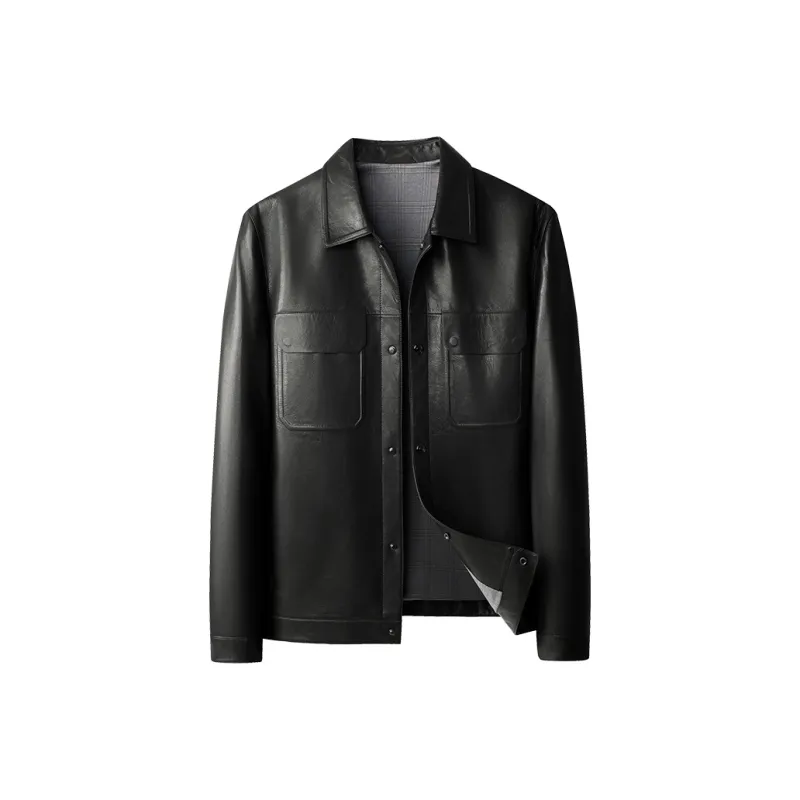 PIERRE CARDIN Leather Jacket Men's Black-0