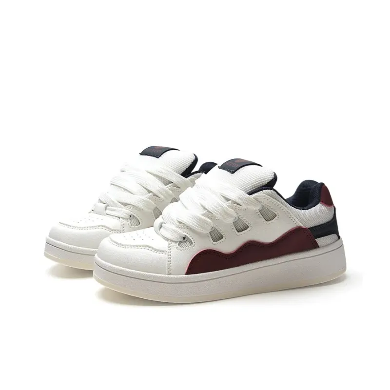 IHBOZ Coverage Slip Resistant And Abrasion Resistant Support Low Top Skateboard Shoes Women's White Burgundy-2