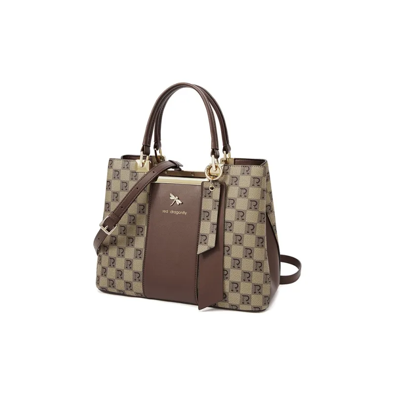 RED DRAGONFLY PVC Handbag Regular Unisex Coffee/Khaki-24
