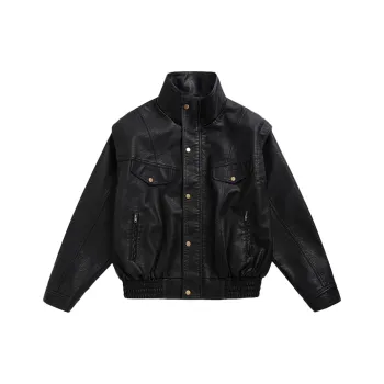 WILD LEADER Leather Jacket Unisex Classic Black
