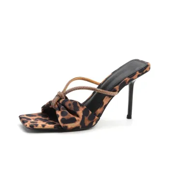 RoseDoris Rubber Sole Slip Resistant Slide Slippers Women's Leopard Print