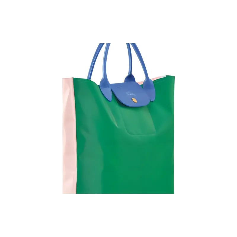 LONGCHAMP Le Pliage Re play Canvas With Leather Trim Tote Bag, Shopping Bag, Handbag Regular Women's Green & Light Pink-4