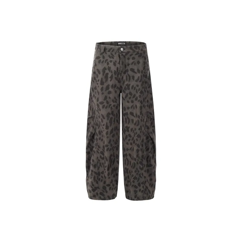 YINLEI Casual Pants Unisex Gray Camouflage-0