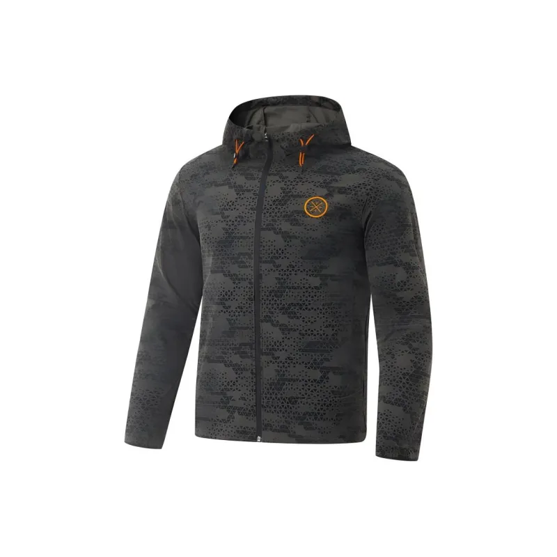 LiNing Trench Coat Men's Obsidian Gray All Over Print-0
