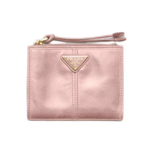PRADA Calfskin Wallet Trumpets Women's Rose Red