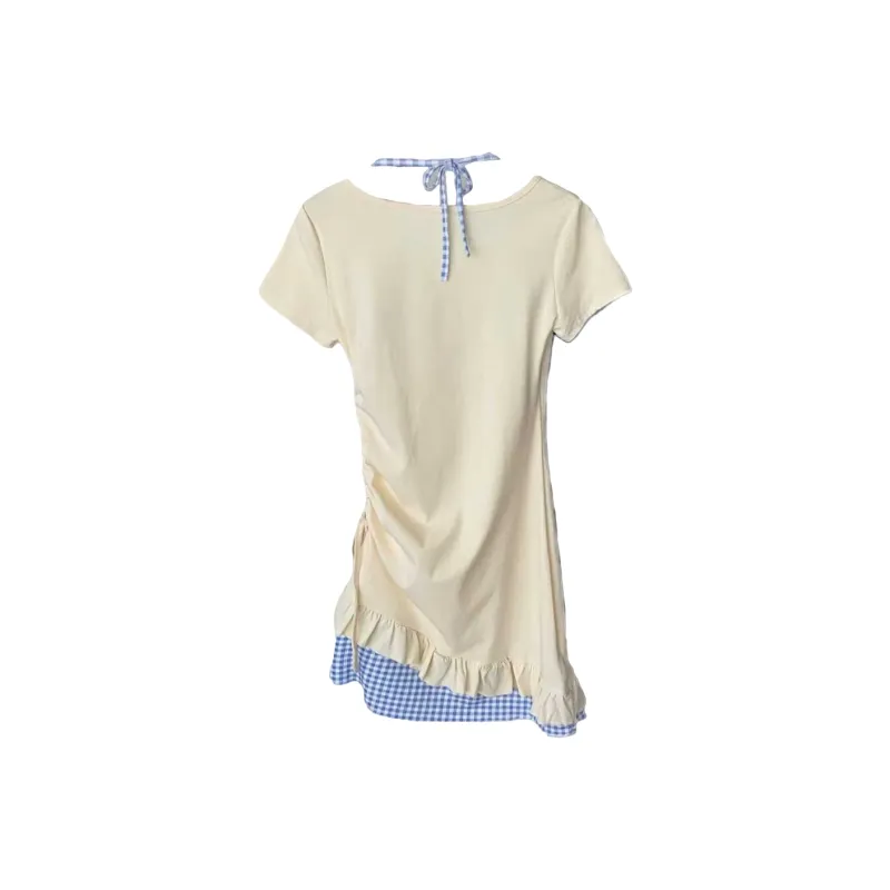 GLEE DIARY Short Sleeved Dress Women's Yellow-1