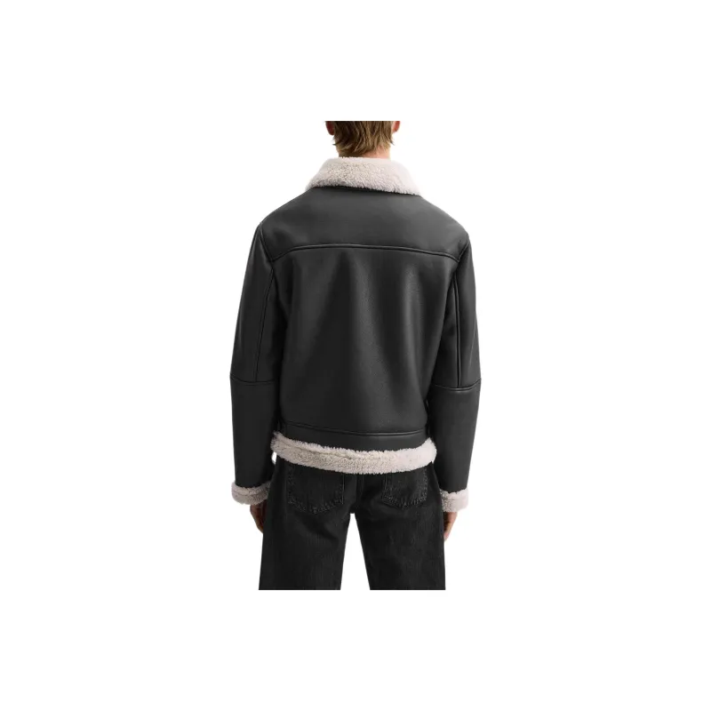 ZARA Leather Jacket Men's Black-1