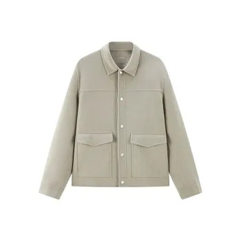 PEACEBIRD MEN Elegant Double Sided Wool Administrative Lapel Coat Jacket Men's