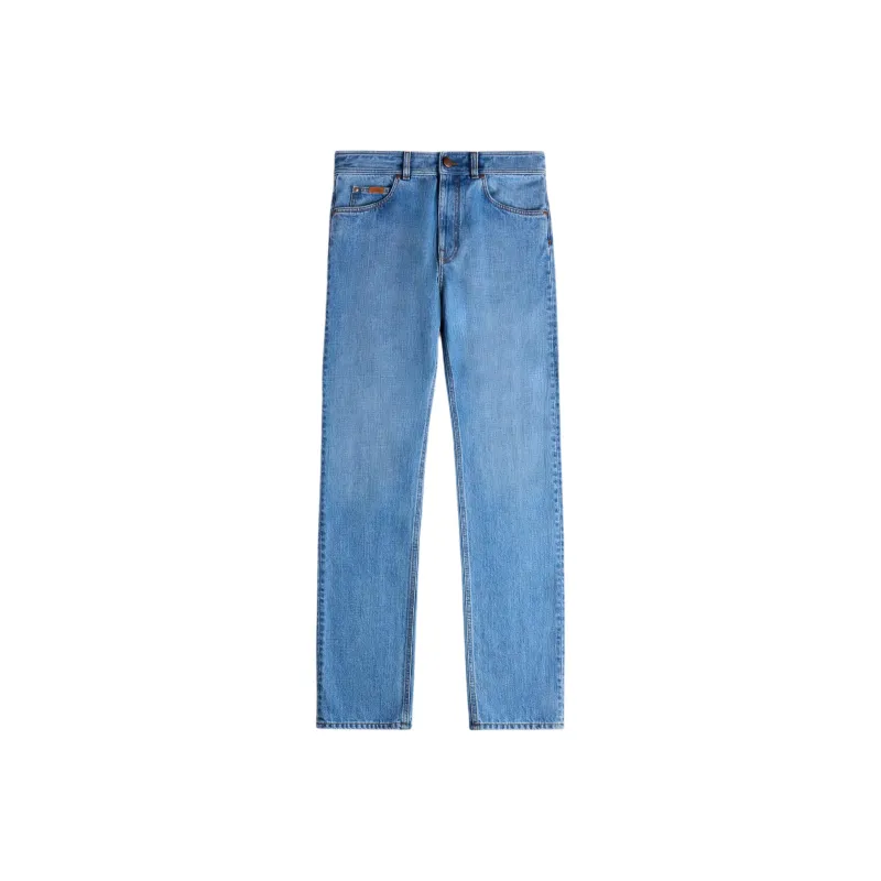 TOD'S Logo Patch Straight Leg Jeans-0