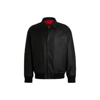 HUGO BOSS FW24 Leather Jacket Men's Black