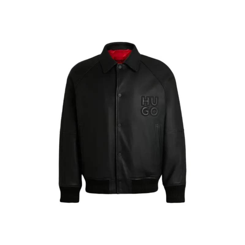 HUGO BOSS FW24 Leather Jacket Men's Black-0
