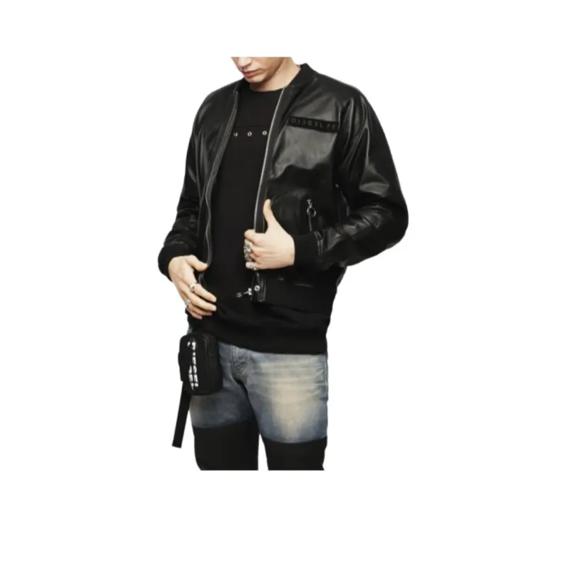 DIESEL Leather Jacket Men's Black-0