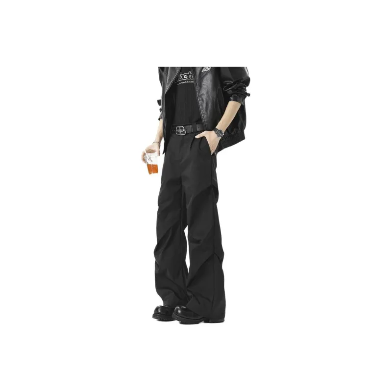 NEAR HERE Casual Pants Unisex Black-0