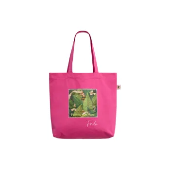 LOST PATTERN Cotton Tote Bag, Shoulder Bag Regular Unisex Hibiscus Pink/Tropical Green