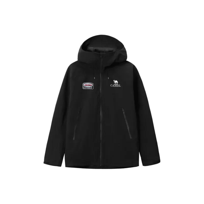 CAMEL All weather Waterproof And Windproof To Keep Warm Windbreaker Jacket Unisex Black-0