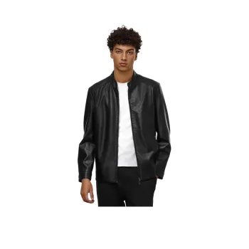 7 FOR ALL MANKIND Leather Jacket Men's Black