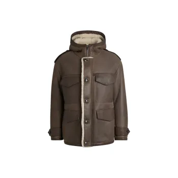 HUGO BOSS Leather Hooded Jacket