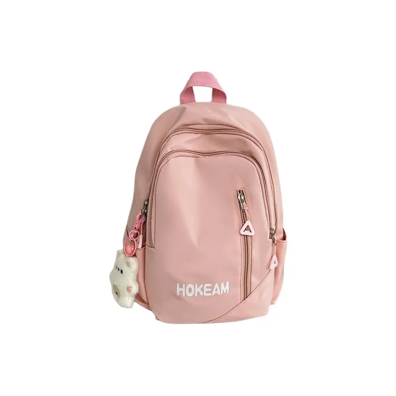 URBAN FOREST Nylon Backpack Unisex Light Green/Pink/Yellow/Black/White-6