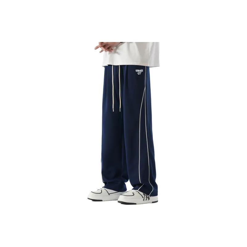 FOREVER 21 Knitted Sports Pants Unisex Blue-6