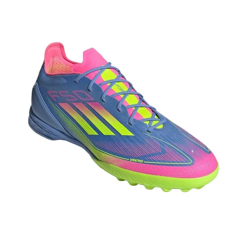 Adidas F50 PRO TF Rubber Broken Studs Anti Slip Wear Resistant Soccer Shoes Unisex Blue Pink-2