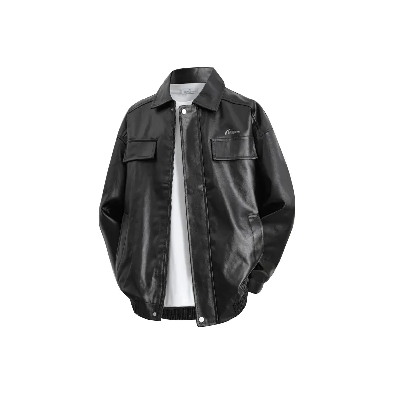 LIVINGTOWN Leather Jacket Unisex Black-1