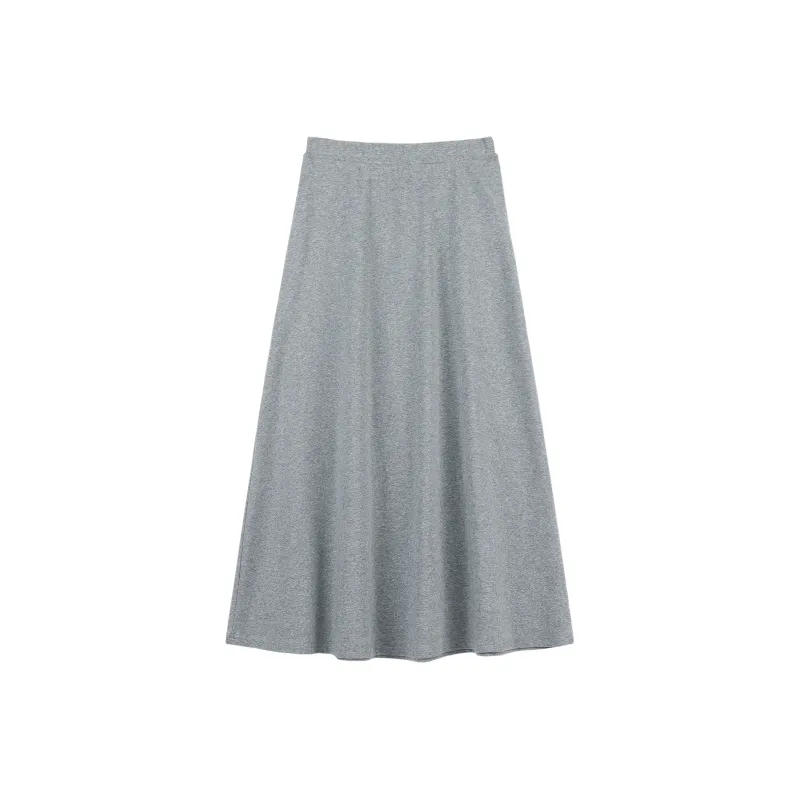 BEETLE TOWN Midi Skirt Women's Heather Gray-1
