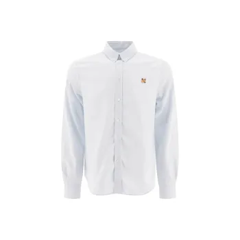 Maison Kitsune Fox Head Embroidered Long Sleeved Shirt