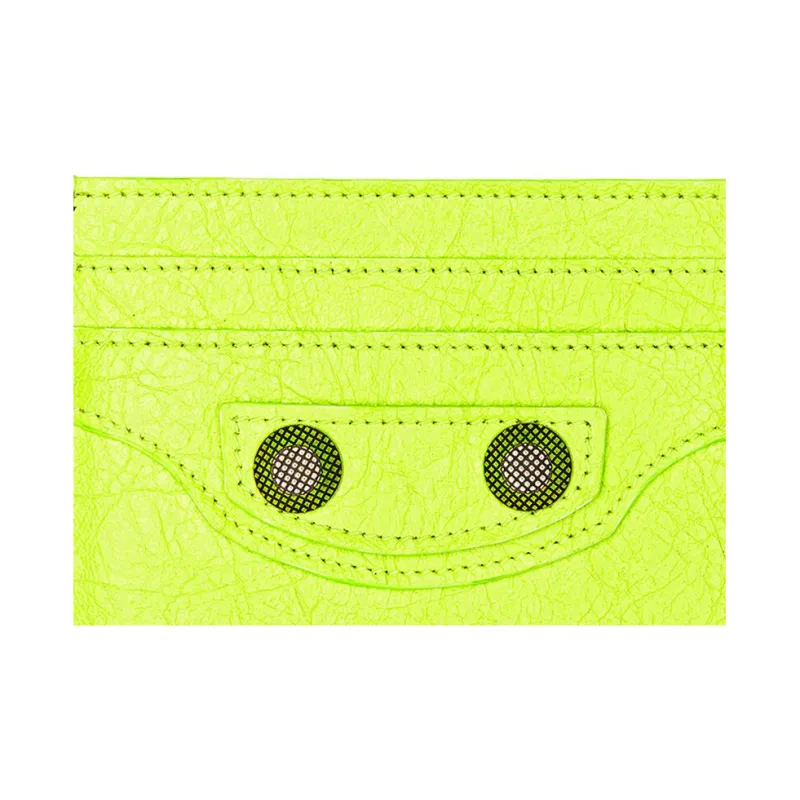 Balenciaga Le Cagole Sheepskin Card Holder Regular Women's Fluorescent Yellow-2