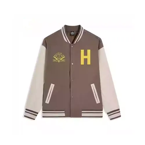 XTEP Sports Life Collection Basketball Collection Baseball Jacket Men's Eagle Back Umber/Ridge Gray