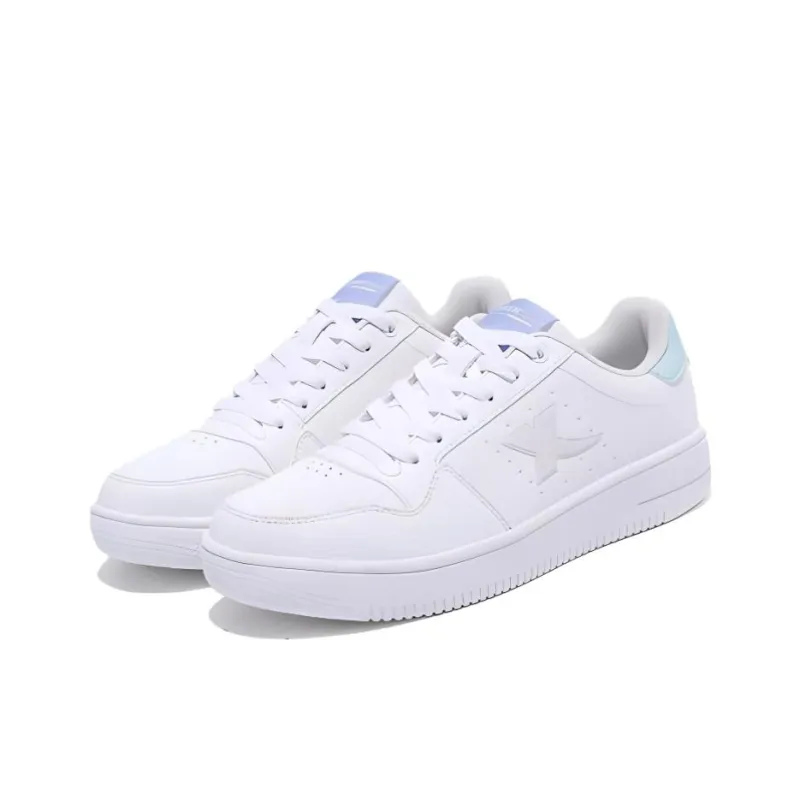 XTEP Waterproof And Wear resistant Low Top Skateboard Shoes Women's White Blue-2