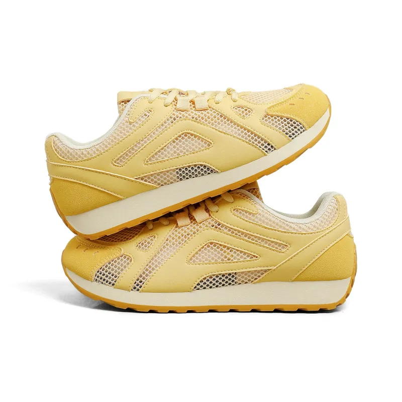 DEERWAY Height Increasing Abrasion Resistant Lightweight Low Top Casual Shoes Women's Yellow-3