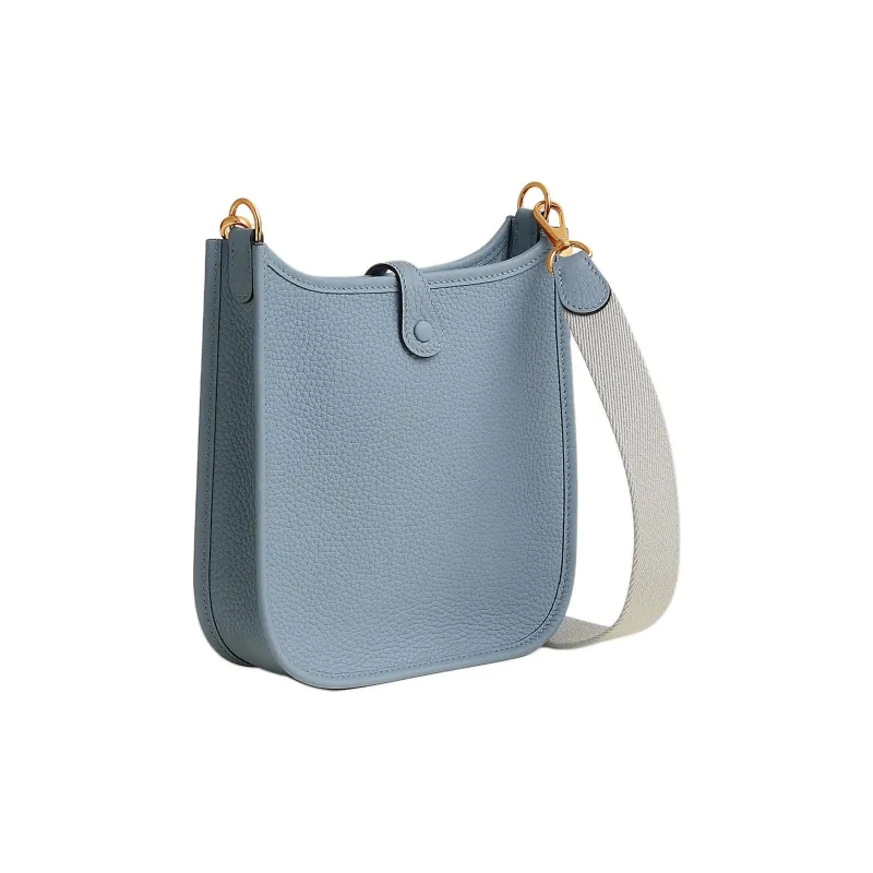 HERMES Evelyne Clemence Calfskin Shoulder Bag Women's Linen Blue & Pearl Gray-2