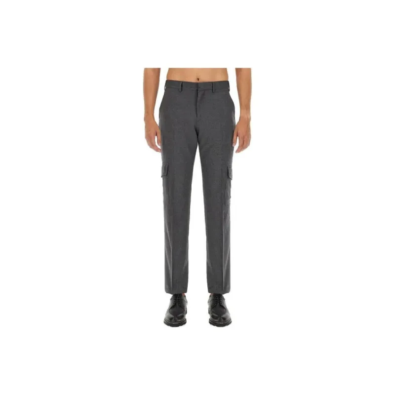 LARDINI Mid rise Wool Cargo Trousers-0