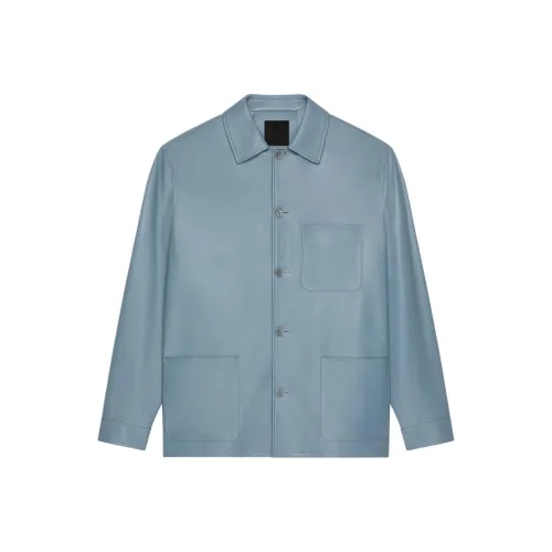 Givenchy FW24 Leather Jacket Men's Gray Blue