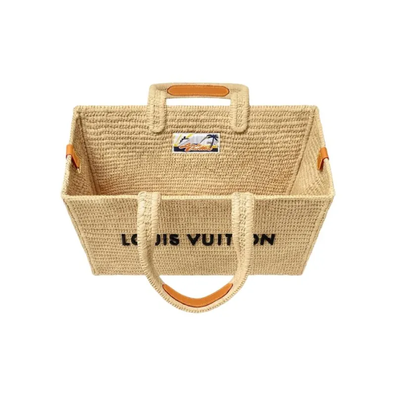 LOUIS VUITTON SHOPPER Raffia Tote Bag, Shopping Bag, Shoulder Bag Medium Size Men's Natural Brown-3