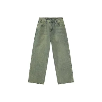 Voguo Relay Wide Leg Straight Fit Jeans Unisex Moss Green