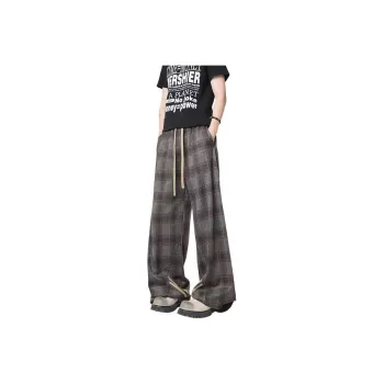 NOME Minimalist Style Plaid Draped Floor Length Straight Fit Unisex
