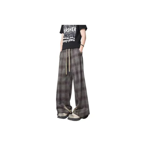 NOME Minimalist Style Plaid Draped Floor Length Straight Fit Unisex
