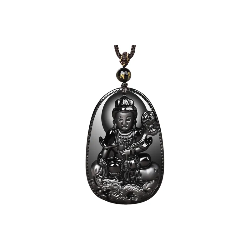 Stone On The Line Natural Obsidian Pendants Unisex-11