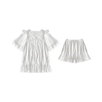 Flowers In Water Pajama Set Women's White