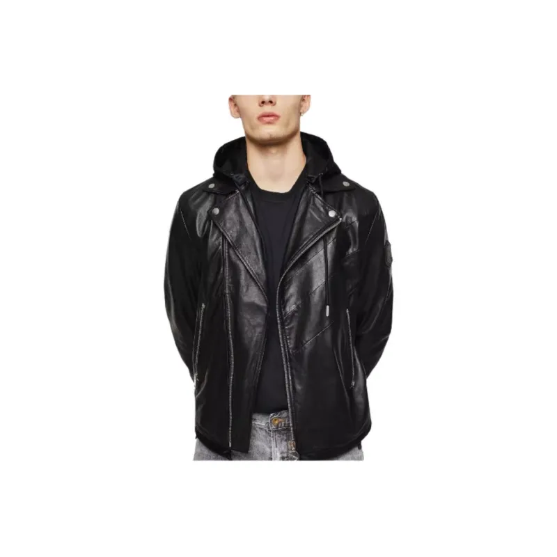 DIESEL Leather Jacket Men's Black-0