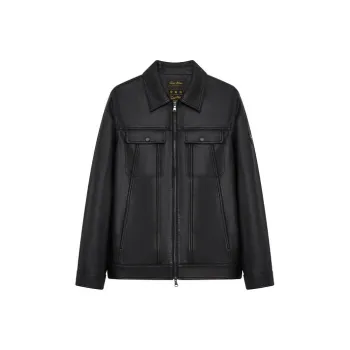 Teenie Weenie Men Leather Jacket Unisex Black